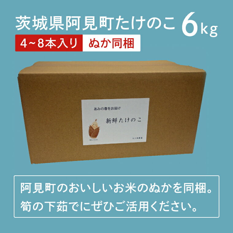 【ふるさと納税】【先行予約】【2026年4月初旬より発送開始】茨城県阿見町産 たけのこ6kg｜朝採れ 旬 春限定 数量限定 国産 タケノコ 筍 孟宗竹 無農薬 常温発送 産地直送（23-01） - 画像2