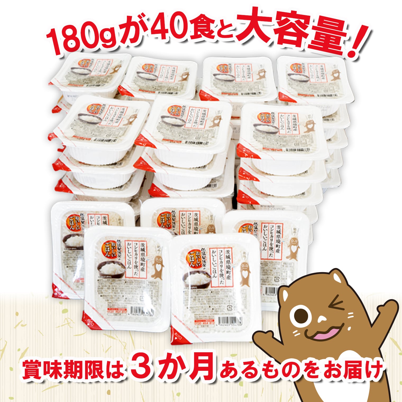 【ふるさと納税】 ＼＼復活／／ 米 パックごはん コシヒカリ パックライス 180g ×40個 【最短翌日～5営業日以内発送】配送月選べます 国産 こしひかり ライスパック パックご飯 保存食 備蓄 新生活 境町産コシヒカリ使用 《沖縄・離島発送不可》 - 画像2