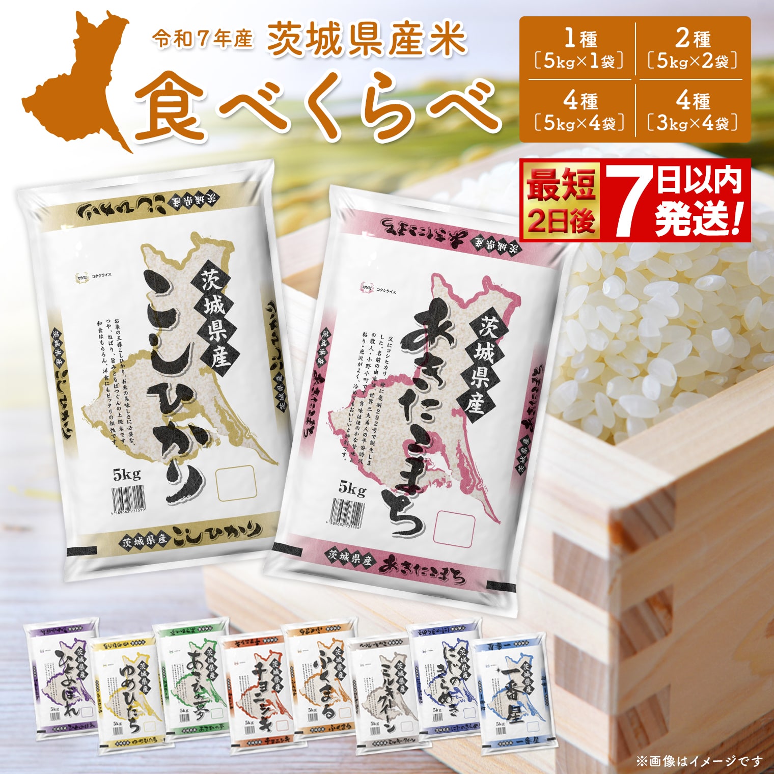 米 定期便 ! 期間限定!! 寄附額改定!! ＜最短2日後発送＞or＜選べる配送時期＞【令和7年産】茨城県産 お米 2種 4種 食べくらべ 5kg 10kg 20kg 3kg 12kg 30kg 精米 小分け 即納 送料無料 コシヒカリ ランキング 1位 2025年産 ブランド米 3回 3ヶ月