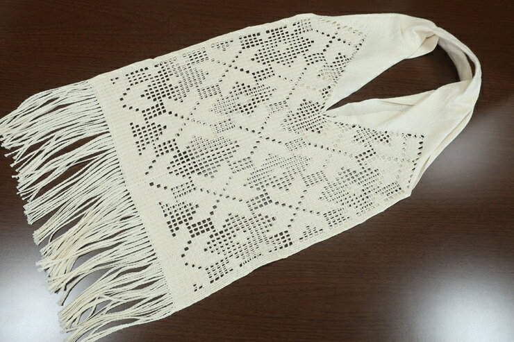 【ふるさと納税】エコバッグ　スター柄　環境に優しいオーガニックコットン糸使用【オーガニックコットン バッグ レース編み フリンジ 星柄 肩掛けバッグ トーションレース 栃木県 足利市 】 F7Z-408 サムネイル3