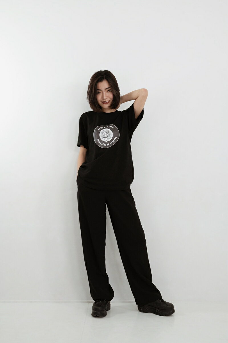 足利市 マンホールTシャツ 黒 XL【Tシャツ レディース メンズ 半袖 半袖Tシャツ シャツ マンホール クルーネック カジュアル 栃木県 足利市 】 F7Z-554