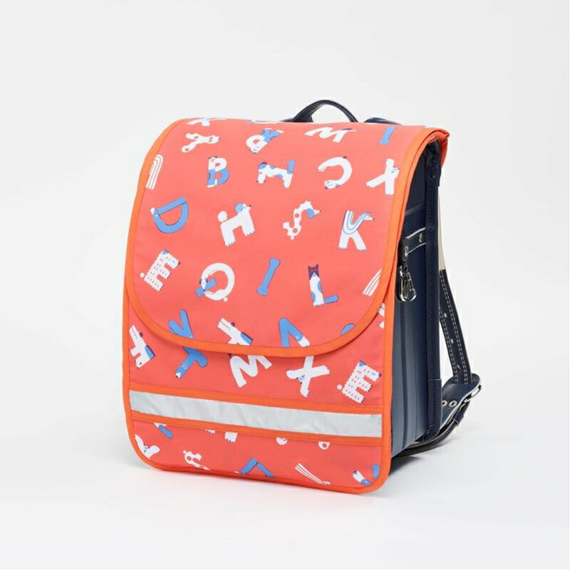 【PETIT PSYCHE】×【AIUEO】ランドセルカバー inuphabet（イヌファベット） オレンジ×オレンジ【カバー 防水 雨よけ 進学祝い 入学祝い 入学準備 登校 通学 ランドセル用品 撥水 栃木県 足利市 】 F7Z-584