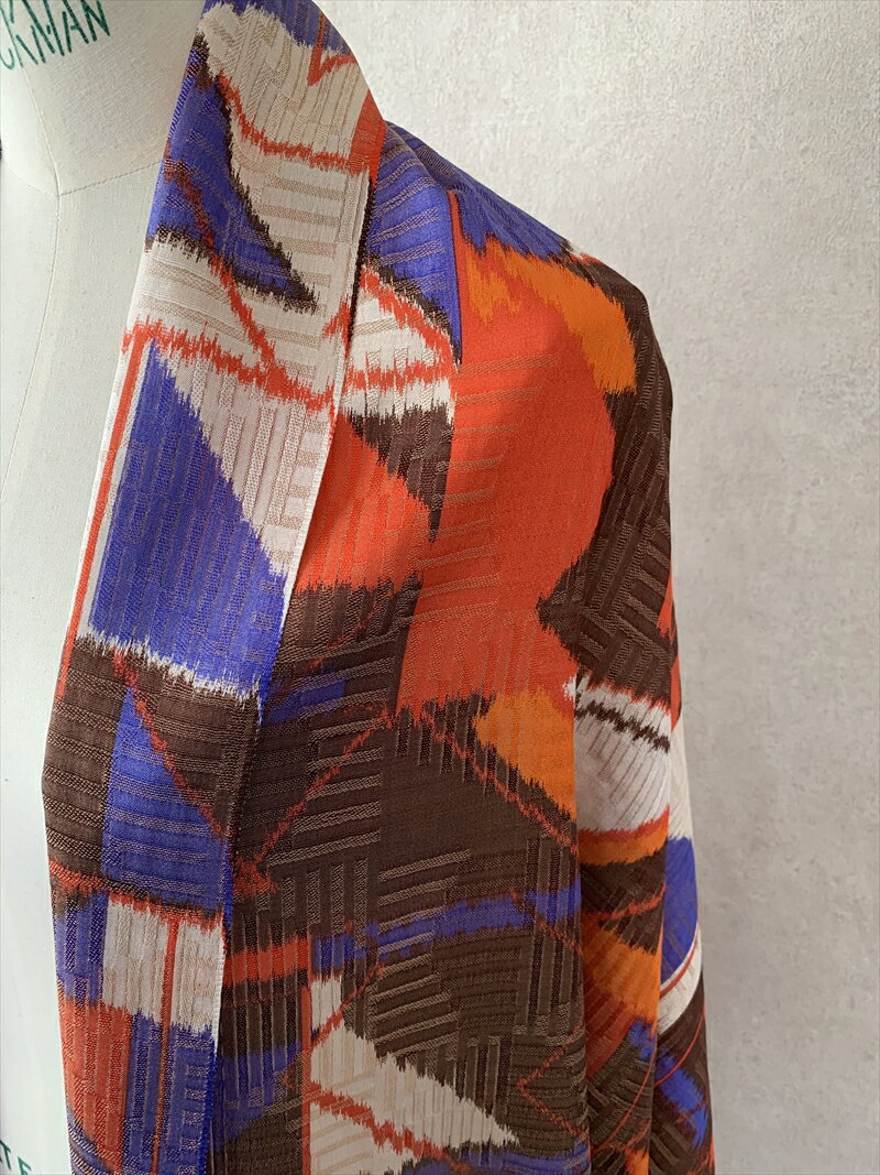 【ふるさと納税】◎海外要人向け贈呈品選出 足利銘仙(ほぐし織り)シルクストール ART.Techno-BJ【海外要人向け 贈呈品 羽織り 大判 シルクストール シルク ストール 栃木県 足利市 】 F7Z-311 サムネイル2