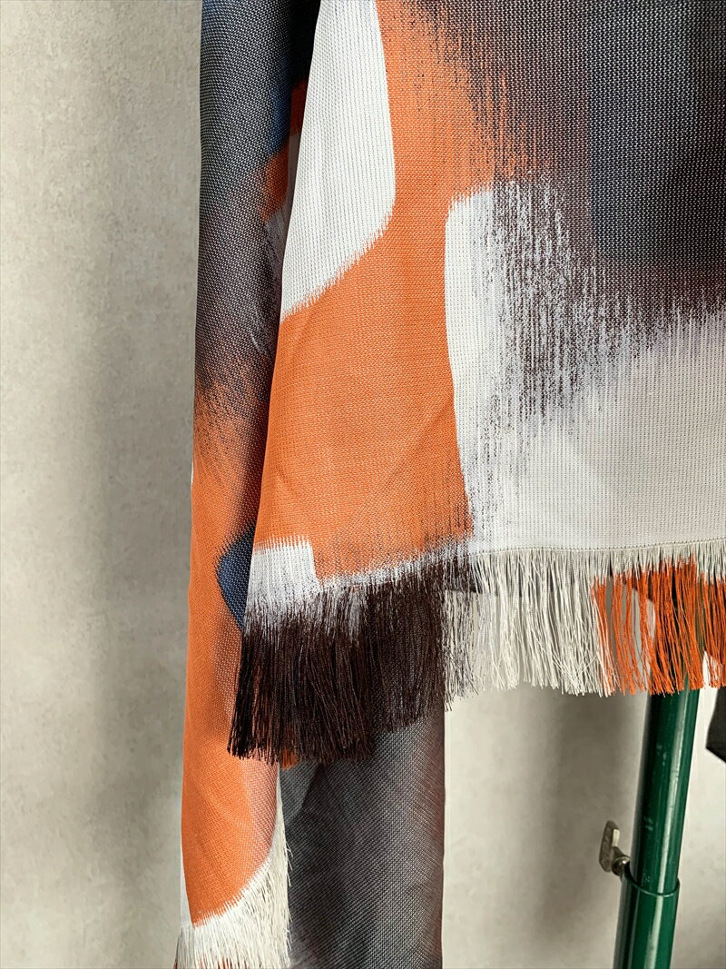 【ふるさと納税】◎海外要人向け贈呈品選出 足利銘仙(ほぐし織り)シルクストール ART.Square-OR【 海外要人向け 贈呈品 羽織り 大判 シルクストール シルク ストール 栃木県 足利市 】 F7Z-315 サムネイル3