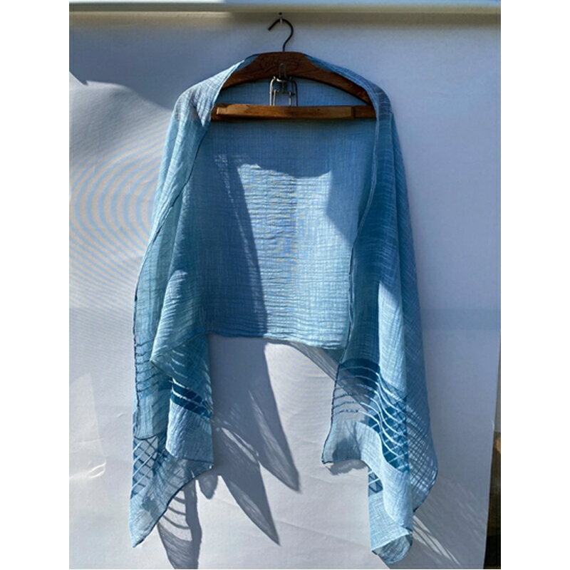 【ふるさと納税】藍染めストール(端部横ストライプ)【 ストール ファッション 栃木県 足利市 】 F7Z-1299 サムネイル2