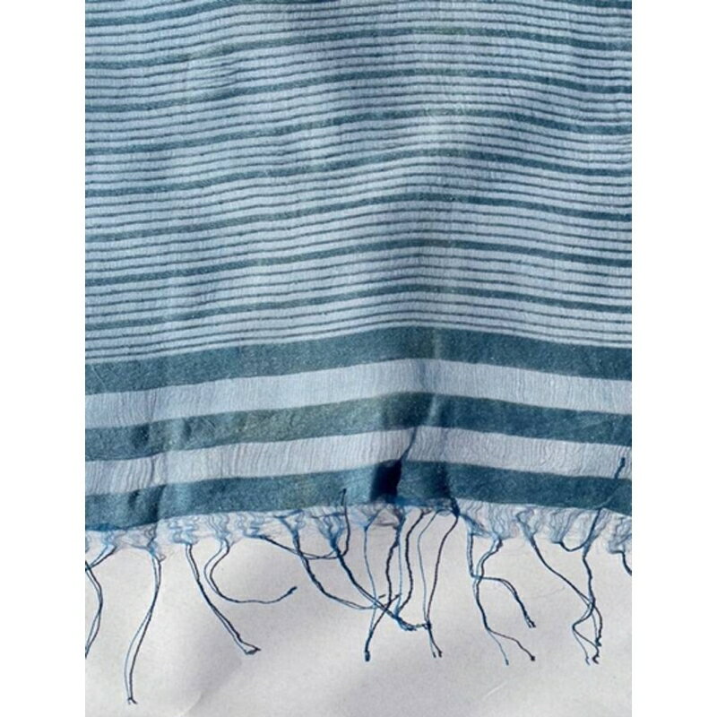 【ふるさと納税】藍染めストール(横ボーダー)【 ストール ファッション 栃木県 足利市 】 F7Z-1300 サムネイル3