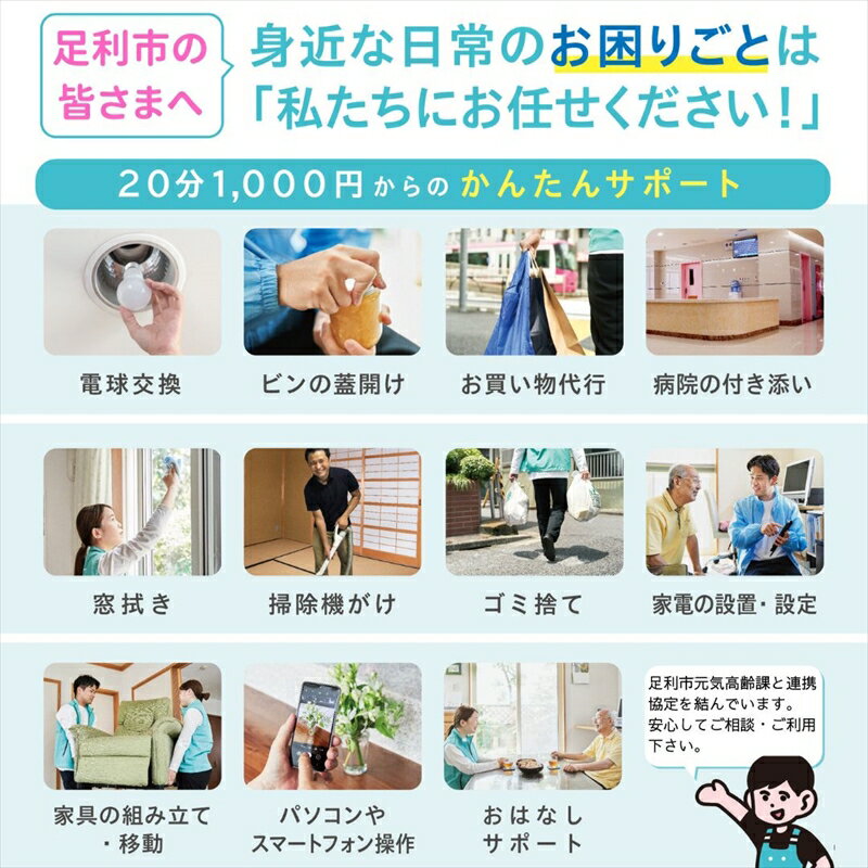 【ふるさと納税】まごころサポート1時間分チケット（20分サポート券×3枚）【 サポート チケット 栃木県 足利市 】 F7Z-1314 サムネイル2