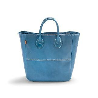 栃木レザー使用｜ソフトな手触り 本革 A4対応トートバッグ｜Tote bag 03 M｜ブルー｜minca（全6色）