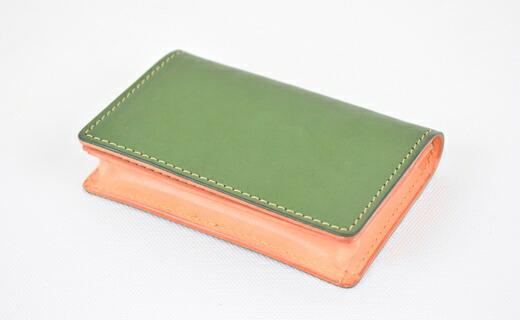 【全7色】栃木レザーの名刺入れ 約50枚収納 ポケット4つ Card holder 02/オリーブ/minca　416【雑貨 ファッション 人気 おすすめ 】