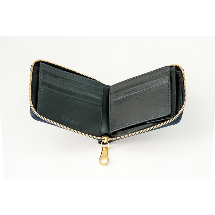 【ふるさと納税】チマブエ　AMBROSE ラウンドファスナー二つ折り財布【紺】【雑貨 ファッション 人気 おすすめ 】 サムネイル2