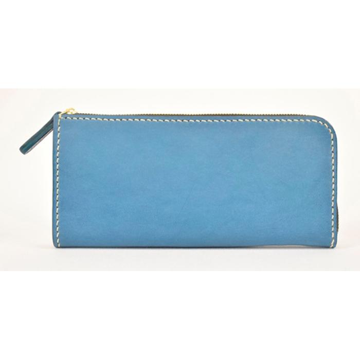 栃木レザー使用｜滑らか本革Lジップ長財布｜Lzip wallet 01｜ブルー｜minca（全6色）
