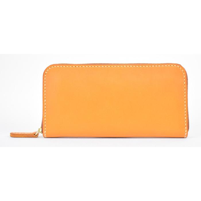 栃木レザー使用｜滑らか本革Lジップ長財布｜Round zip wallet 01｜キャメル｜minca（全7色）