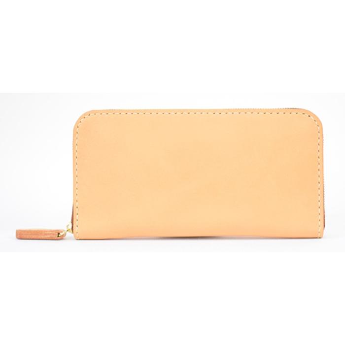 栃木レザー使用｜滑らか本革Lジップ長財布｜Round zip wallet 01｜タン｜minca（全7色）