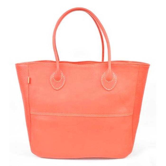 栃木レザー使用｜ソフトな手触り 本革 A4も入る大容量 本革トートバッグ｜Tote bag 03 L｜レッド｜minca（全6色）