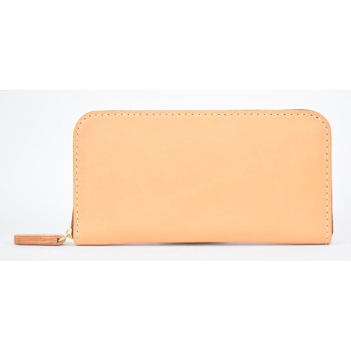 栃木レザー使用｜やわらか本革Lジップ長財布｜Round zip wallet 02｜タン｜minca（全6色）