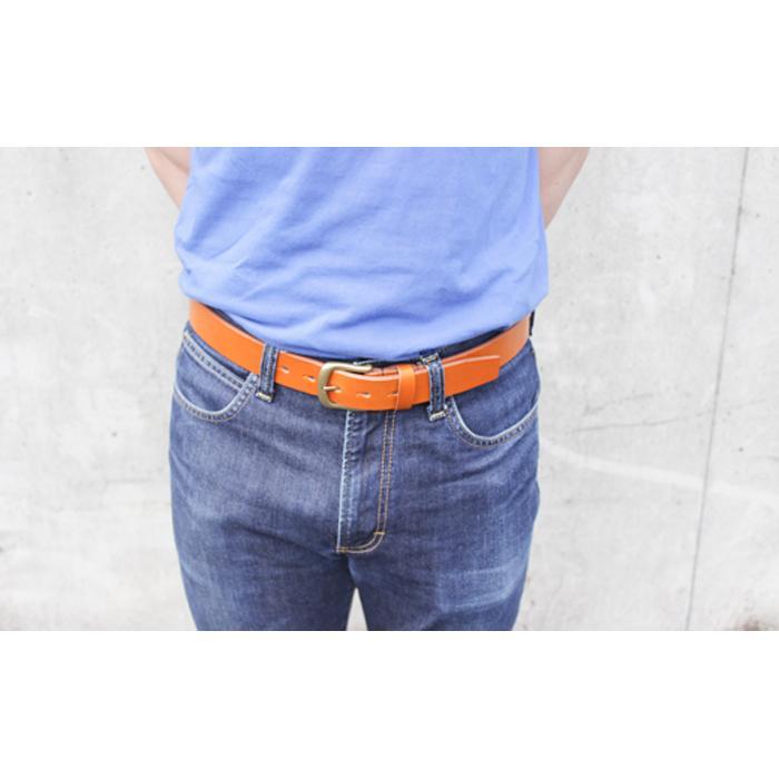 【ふるさと納税】【minca】幅35mmベルト 栃木レザーの希少な「ハーネスレザー」使用の贅沢な1枚革のレザーベルト/キャメル/HL-B02/CAMEL/minca　555【小物 ファッション 人気 おすすめ 】 サムネイル3