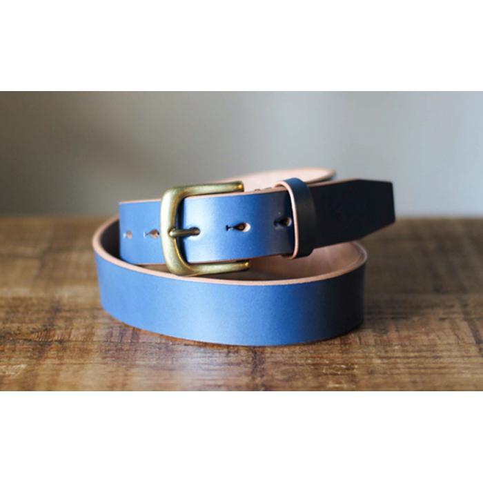 【minca】幅35mmベルト 栃木レザーの希少な「ハーネスレザー」使用の贅沢な1枚革のレザーベルト/ブルー/HL-B02/BLUE/minca　563【小物 ファッション 人気 おすすめ 】