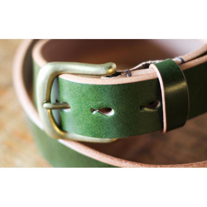 【ふるさと納税】【minca】幅35mmベルト 栃木レザーの希少な「ハーネスレザー」使用の贅沢な1枚革のレザーベルト/オリーブ/HL-B02/OLIVE/minca　571【小物 ファッション 人気 おすすめ 】 サムネイル2