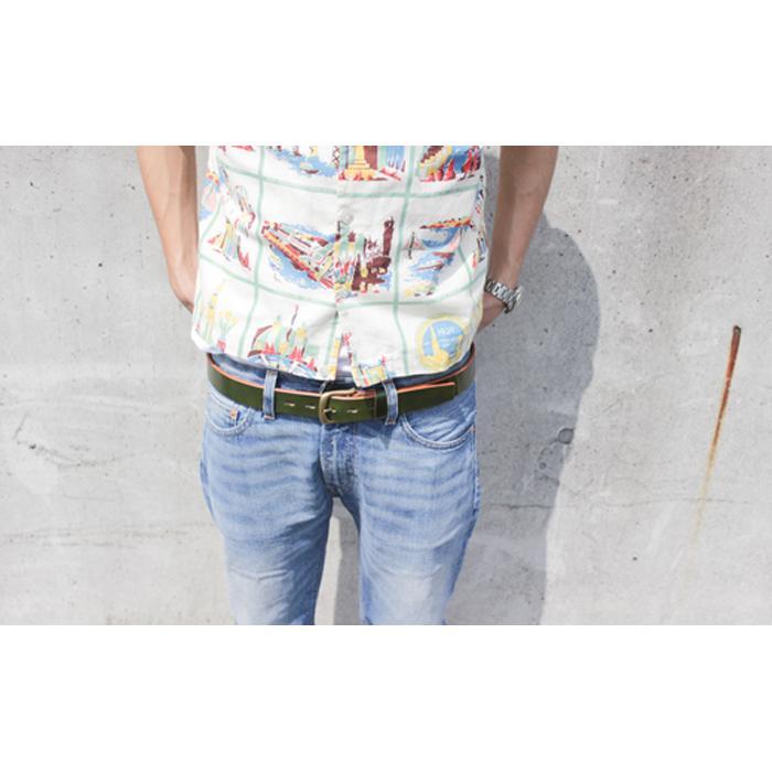 【ふるさと納税】【minca】幅35mmベルト 栃木レザーの希少な「ハーネスレザー」使用の贅沢な1枚革のレザーベルト/オリーブ/HL-B02/OLIVE/minca　571【小物 ファッション 人気 おすすめ 】 サムネイル3