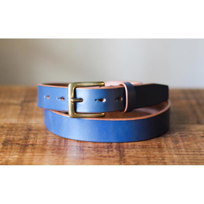【minca】幅30mmベルト 栃木レザーの希少な「ハーネスレザー」使用の贅沢な1枚革のレザーベルト/ブルー/HL-B01/BLUE　604【小物 ファッション 人気 おすすめ 】