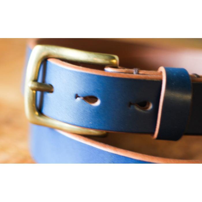 【ふるさと納税】【minca】幅30mmベルト 栃木レザーの希少な「ハーネスレザー」使用の贅沢な1枚革のレザーベルト/ブルー/HL-B01/BLUE　604【小物 ファッション 人気 おすすめ 】 サムネイル2