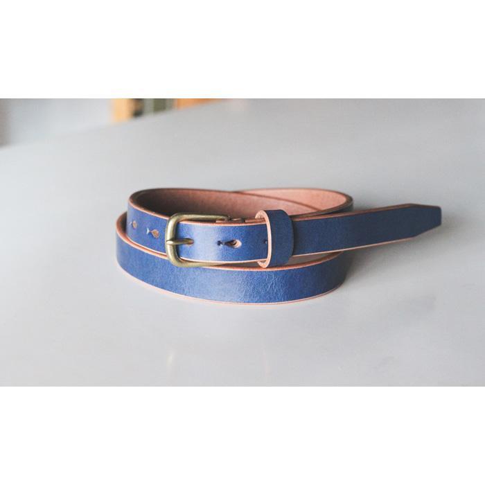 【minca】細幅20mmベルト 栃木レザーの希少な「ハーネスレザー」使用の贅沢な1枚革のレザーベルト/ブルー/HL-B04/BLUE　729【小物 ファッション 人気 おすすめ 】