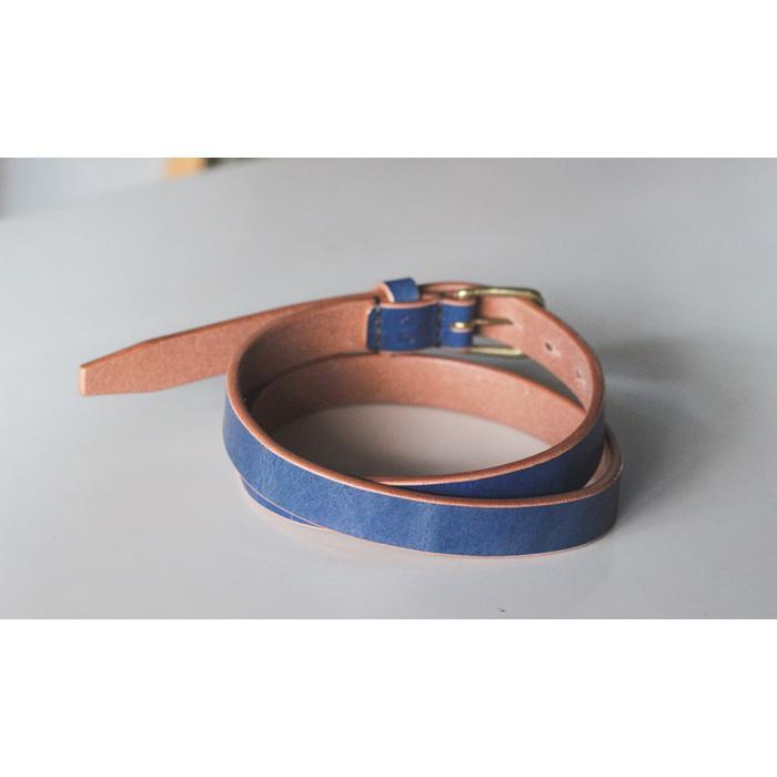 【ふるさと納税】【minca】細幅20mmベルト 栃木レザーの希少な「ハーネスレザー」使用の贅沢な1枚革のレザーベルト/ブルー/HL-B04/BLUE　729【小物 ファッション 人気 おすすめ 】 サムネイル3