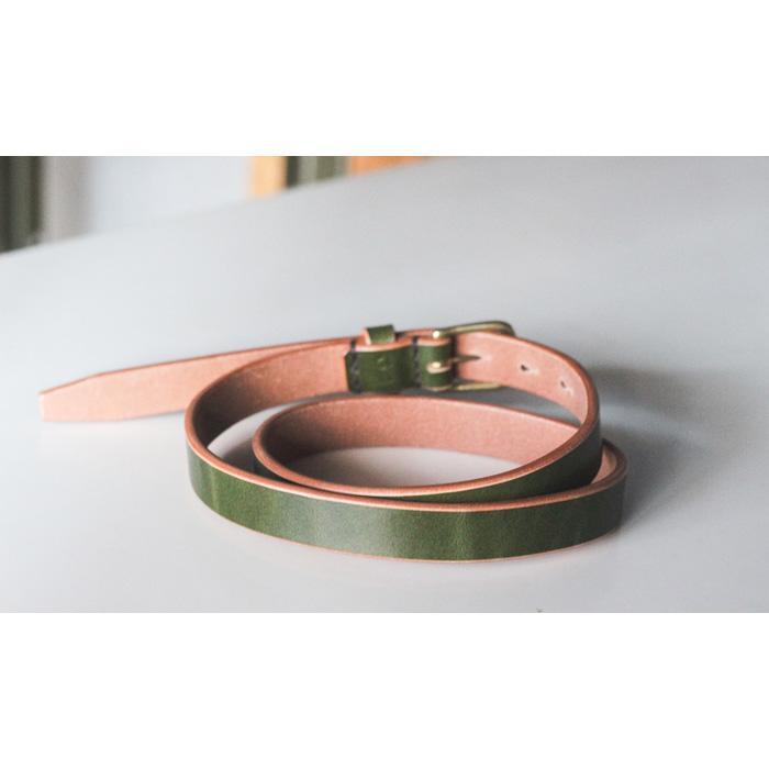 【ふるさと納税】【minca】細幅20mmベルト 栃木レザーの希少な「ハーネスレザー」使用の贅沢な1枚革のレザーベルト/オリーブ/HL-B04/OLIVE【小物 ファッション 人気 おすすめ 】 サムネイル3