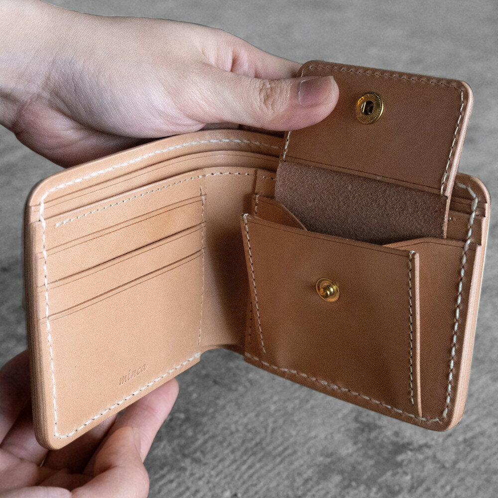【ふるさと納税】栃木レザー使用｜やわらか本革二つ折り財布｜Half wallet 02C｜チョコ｜minca（全6色） サムネイル3