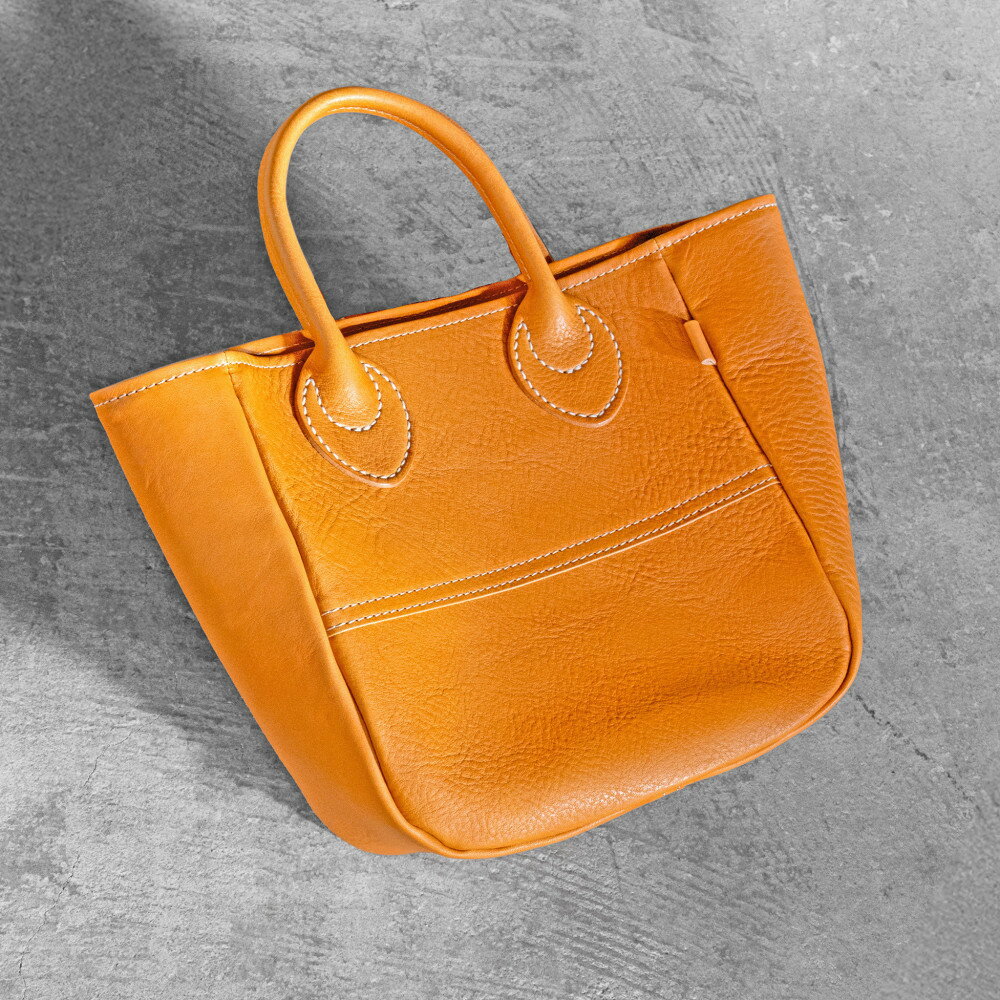栃木レザー使用｜ソフトな手触り 本革 小さめトートバッグ｜Tote bag 03 S｜キャメル｜minca（全6色）