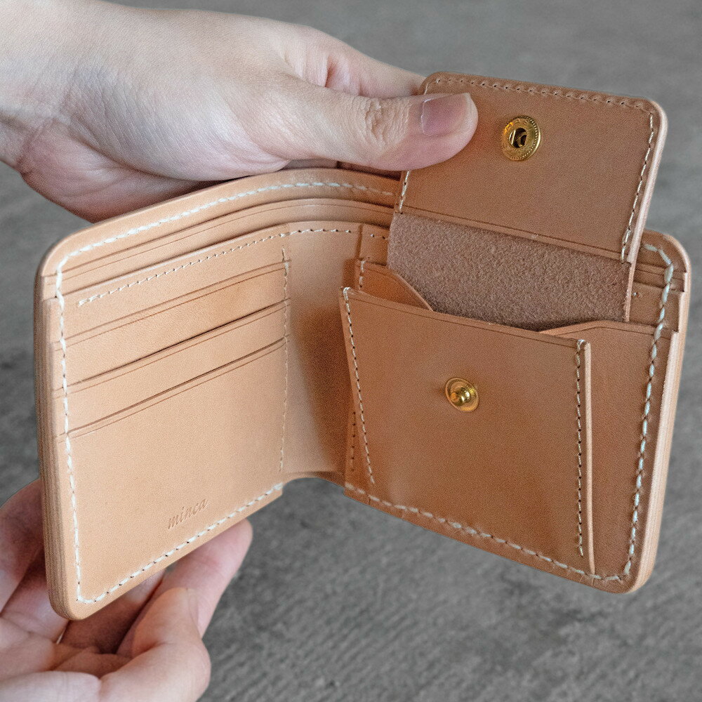 【ふるさと納税】栃木レザー使用｜やわらか本革二つ折り財布｜Half wallet 02C｜オリーブ｜minca（全7色） サムネイル3