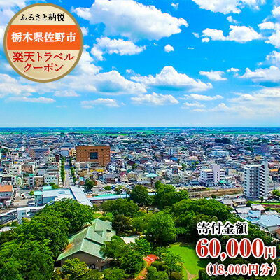 栃木県佐野市の対象施設で使える楽天トラベルクーポン寄付額60,000円
