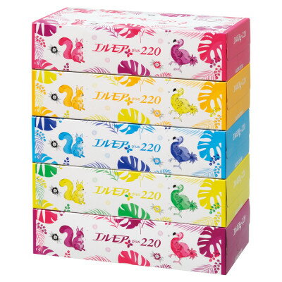 【ふるさと納税】エルモアプラスティシュー220組　5箱×12パック(60箱)【離島・沖縄県不可】_ ティッシュ ティッシュペーパー 日用品 消耗品 まとめ買い 常備品 生活用品 ボックスティッシュ 【配送不可地域：離島・沖縄県】【1333461】 サムネイル3
