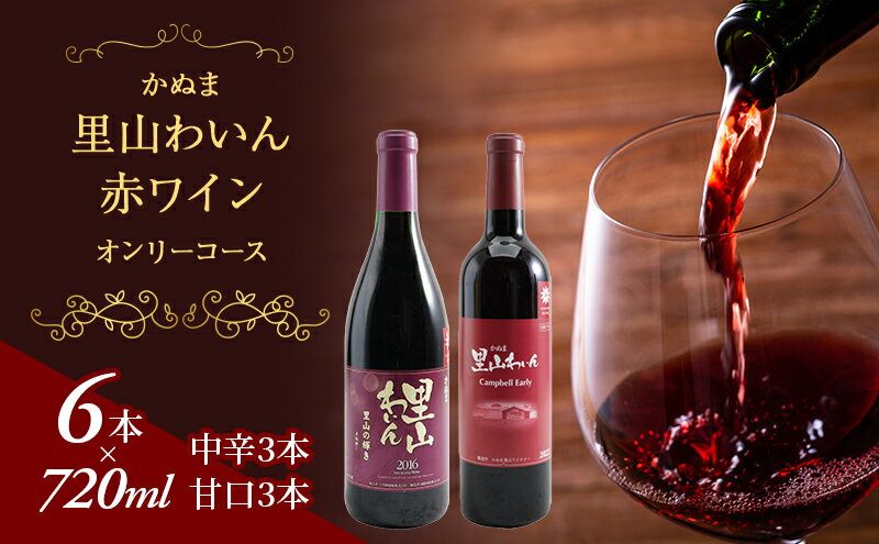【ふるさと納税】かぬま 里山わいん 赤ワイン オンリーコース 720ml × 6本 お届け 入金確認後 14日～1ヶ月 お酒 　お届け：入金確認後14日～1ヶ月 サムネイル2