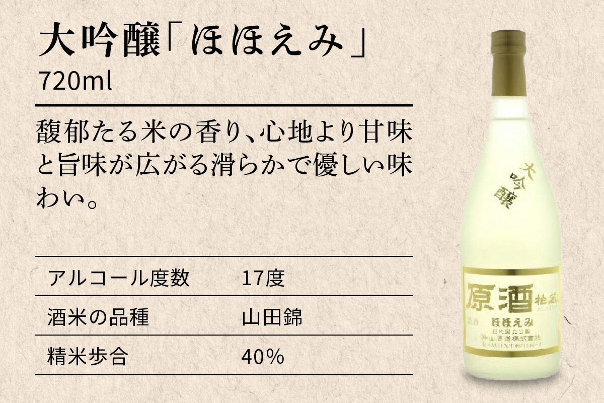 【ふるさと納税】片山酒造 大吟醸「ほほえみ」と酒蔵スイーツ「酒ケーキ」セット｜日本酒 お酒 原酒 生酒 酒 大吟醸 地酒 晩酌 ケーキ 洋菓子 スイーツ 贈答 ギフト 日光市 [0752] サムネイル2
