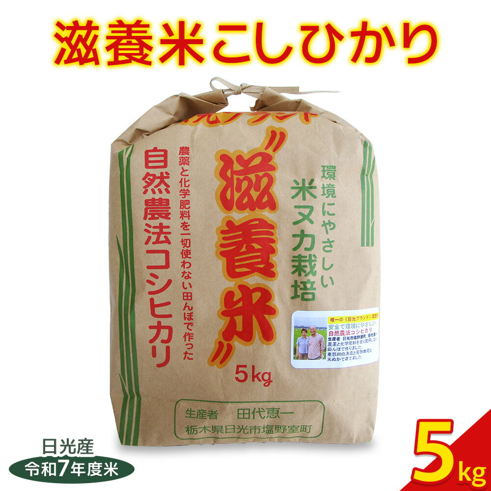 日光産【滋養米こしひかり】5kg×1袋｜令和7年度米 特別栽培米 減農薬 無化学肥料栽培 コシヒカリ 日光ブランド 精米 お米 ごはん 国産 産地直送 [0770]