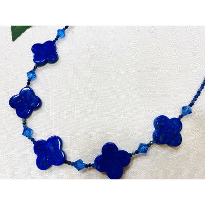 【ふるさと納税】天然石ラピスラズリのフラワーネックレス【配送不可地域：沖縄県】【1356474】 サムネイル3
