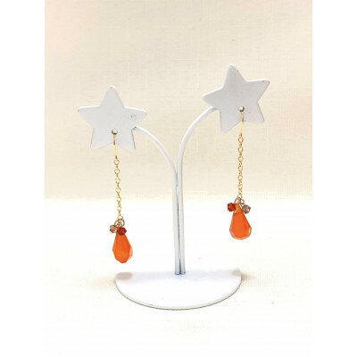 天然石カーネリアンとスワロフスキーのk14GFピアス【配送不可地域：沖縄県】【1360552】