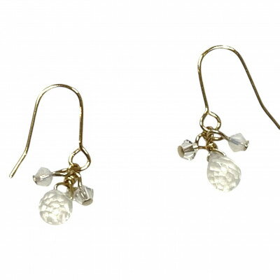 天然石ムーンストーンとスワロフスキーのピアス【配送不可地域：沖縄県】【1563574】