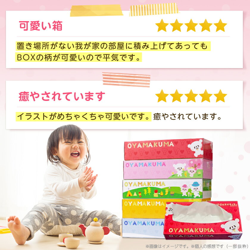 【ふるさと納税】おやまくま春夏秋冬ボックスティッシュ　60箱(5箱入り×12セット)(1箱150組(300枚))_ ティッシュペーパー 日用品 常備品 生活用品 まとめ買い 【配送不可地域：離島・沖縄県】【1093660】 サムネイル3