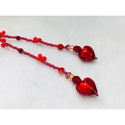 【ふるさと納税】ベネチアンガラスビーズのラリエットネックレス(レッド)【1099139】 サムネイル3