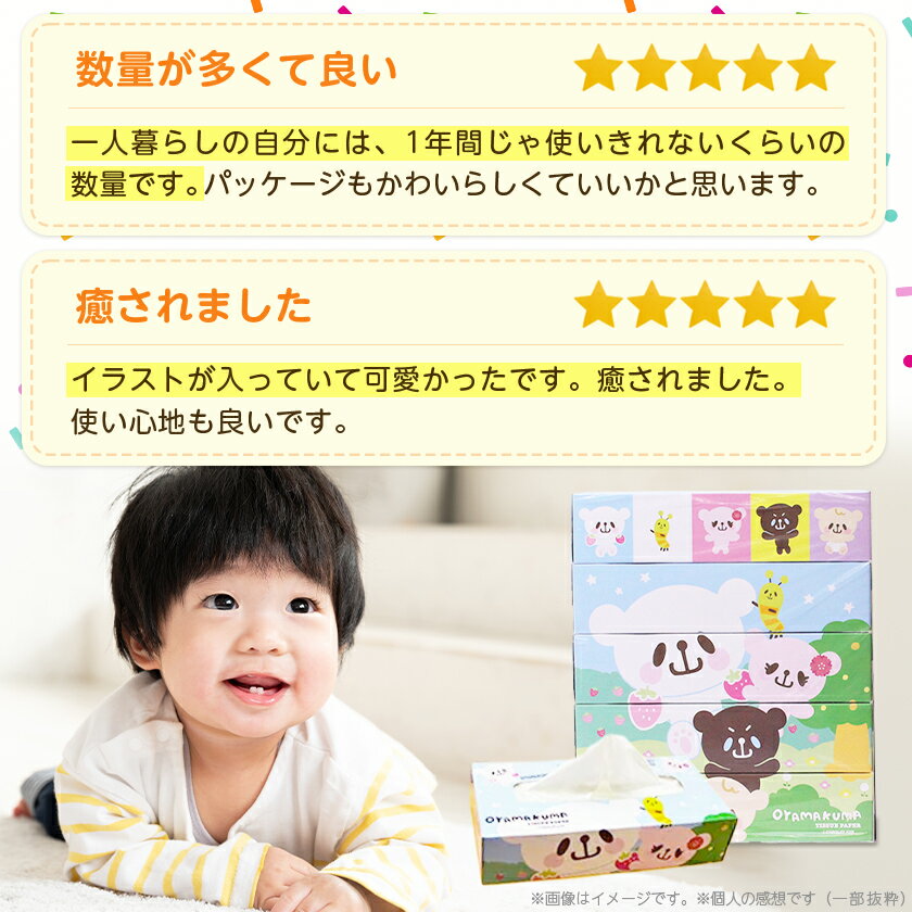 【ふるさと納税】開運おやまくま200Wボックスティッシュ　60箱(5個入り×12セット)(1箱200組(400枚))_ ティッシュペーパー ティッシュ 日用品 常備品 生活用品 まとめ買い 【配送不可地域：離島・沖縄県】【1116597】 サムネイル3