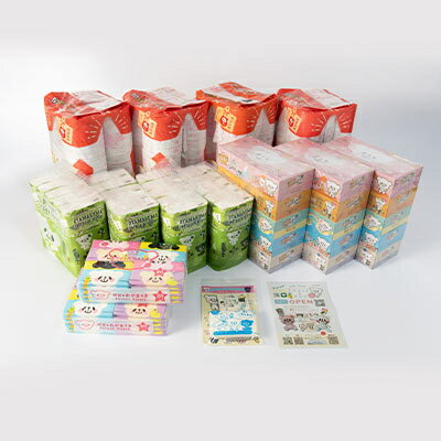【ふるさと納税】開運おやまくま家庭紙セット(BOXティッシュ&トイレットペーパー)第二弾_ ダブル ティッシュペーパー トイレットロール 日用品 常備品 生活用品 まとめ買い 【配送不可地域：離島・沖縄県】【1346988】 サムネイル2