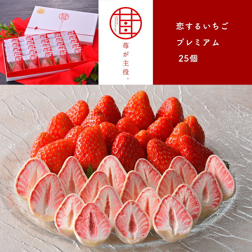 苺が主役。 恋するいちごプレミアム 25個 ｜ いちご お菓子 チョコレート 特産品 栃木県 真岡市 送料無料 フリーズドライ お菓子 洋菓子 人気 かわいい オシャレ ストロベリー チョコ スイーツ