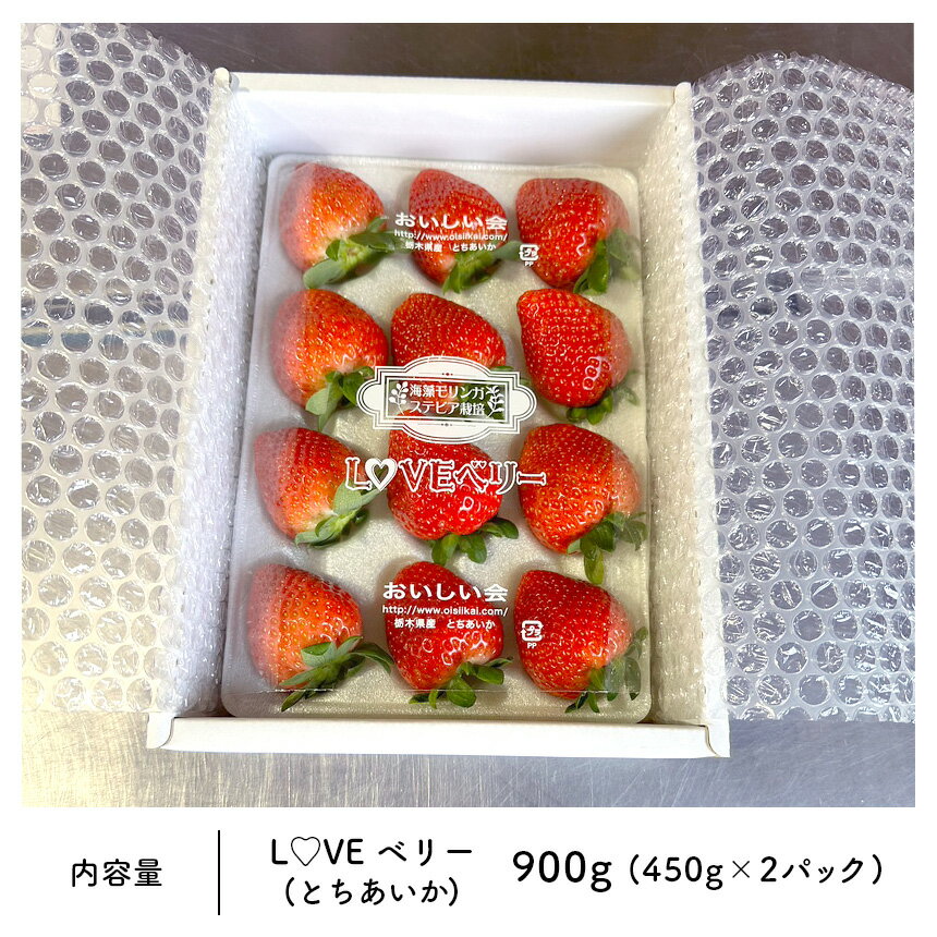 【ふるさと納税】【2026年先行予約】 LOVE ベリー とちあいか いちご 900g (450g × 2) | 1月 2月 3月 発送 苺 イチゴ ストロベリー 大きい 大粒 特大 旬 高級 産地直送 新鮮 果汁 甘い あまい 大容量 人気 高評価 減農薬 有機肥料 栃木県 真岡市 送料無料 サムネイル3