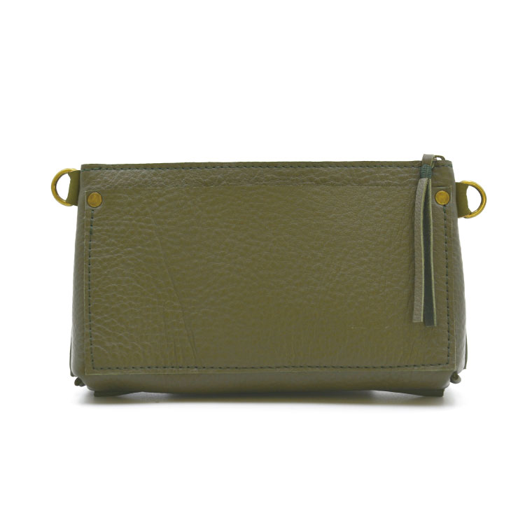 【ふるさと納税】益子の革工房maharoのショルダーポーチ（S）オリーブグリーン｜栃木県 益子町 ふるさと納税 ショルダーポーチ 牛革 手作り（AX105-4） サムネイル2