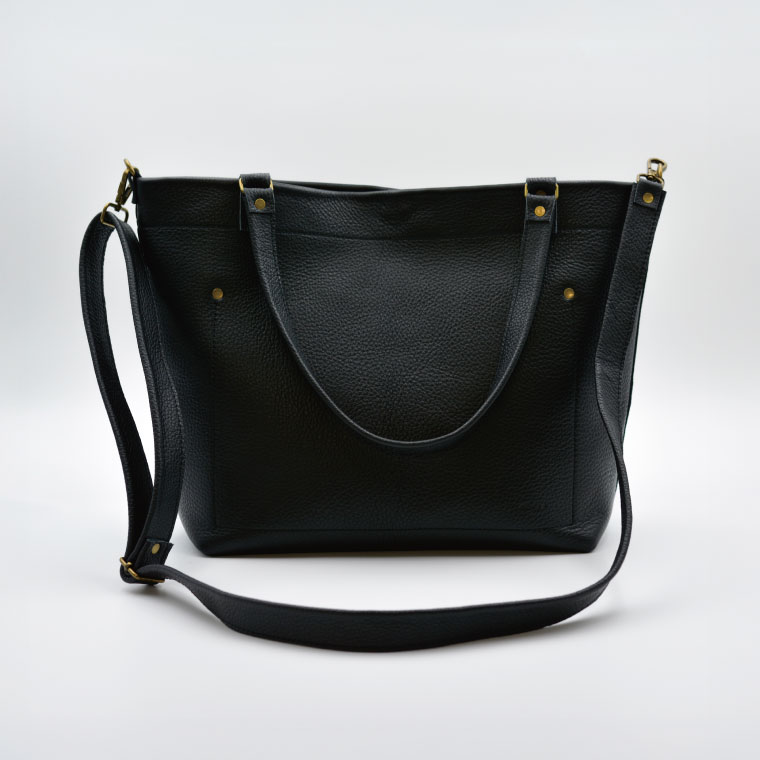 【ふるさと納税】益子の革工房maharoの2wayトートバッグ　ブラック｜栃木県 益子町 ふるさと納税 2wayトートバッグ 牛革 手作り（AX134） サムネイル2