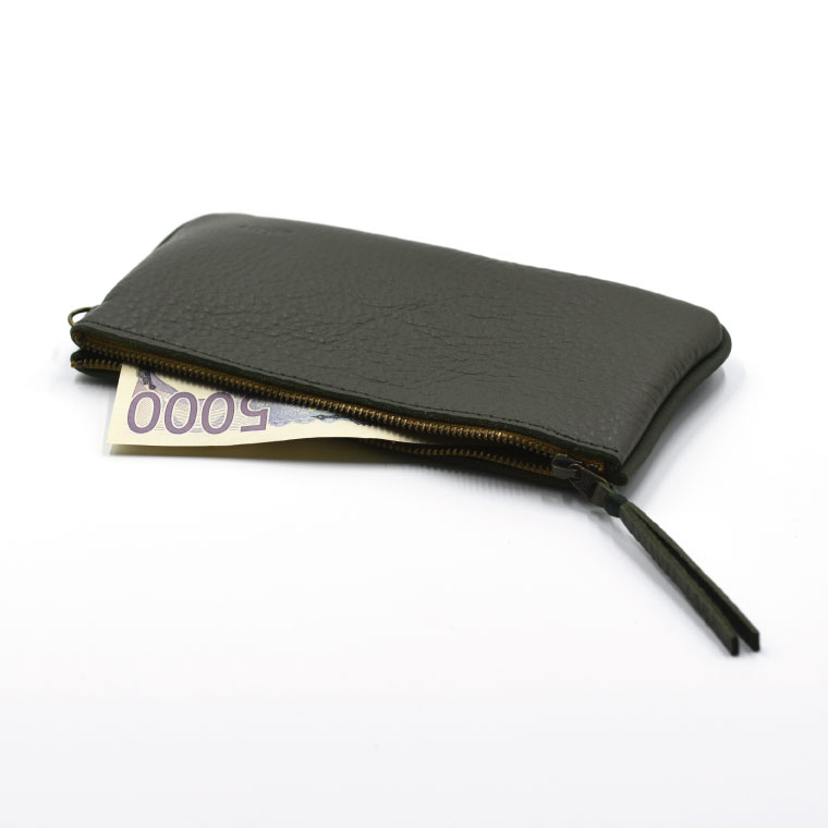 【ふるさと納税】益子の革工房maharoのファスナーお札ケース　オリーブグリーン｜栃木県 益子町 ふるさと納税 ファスナーお札ケース 牛革 手作り（AX138-6） サムネイル3