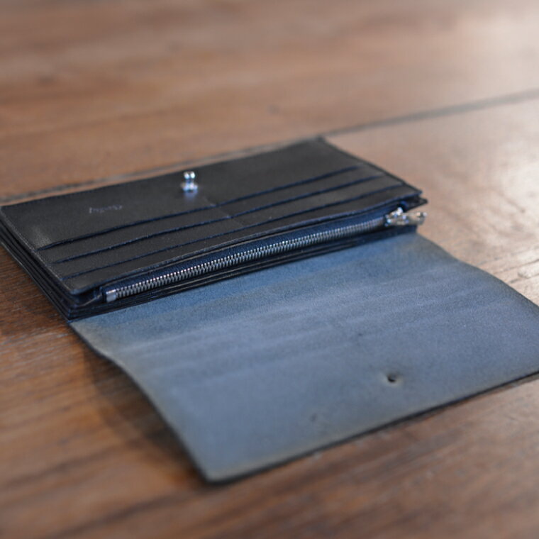 【ふるさと納税】AccordionWallet(クロコダイル)｜栃木県 益子町 ふるさと納税 クロコダイルレザー ロングウォレット 長財布 財布 革 日用品 栃木レザー（BB018） サムネイル2