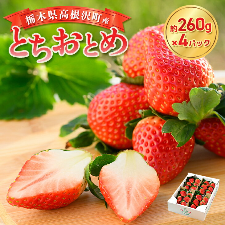 栃木県高根沢町産とちおとめ　260g×4パック ※北海道・沖縄・離島への配送不可 ※2026年1月中旬～3月下旬頃に順次発送予定